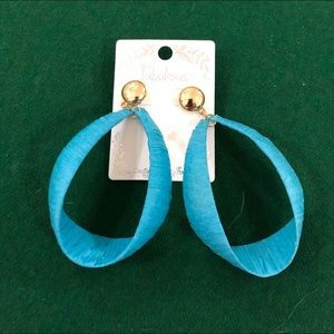 Turquoise blue hoop dangle earrings